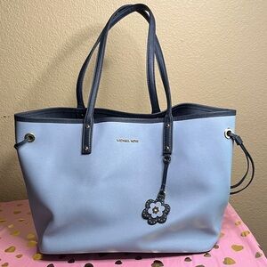 Michael Kors Light Blue Tote with Navy Trim